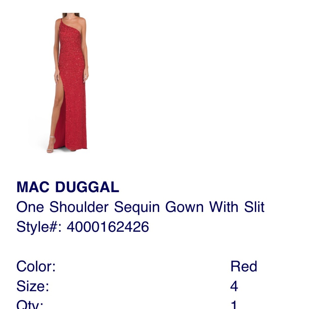 Mac Duggal Scarlet Sequin One Shoulder Gown